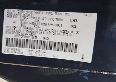 2017 Toyota Tundra Sr 4.6L V8 from USA, damaged, VIN 5TFRM5F19HX118835